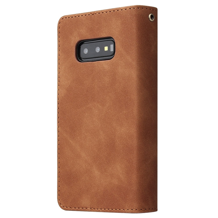 For Galaxy S10e Multifunctional Retro Frosted Horizontal Flip Leather Case with Card Slot & Holder & Zipper Wallet & Photo Frame & Lanyard