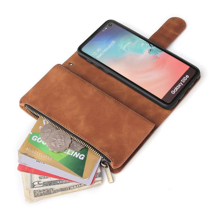 For Galaxy S10e Multifunctional Retro Frosted Horizontal Flip Leather Case with Card Slot & Holder & Zipper Wallet & Photo Frame & Lanyard