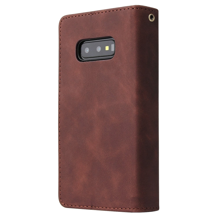 For Galaxy S10e Multifunctional Retro Frosted Horizontal Flip Leather Case with Card Slot & Holder & Zipper Wallet & Photo Frame & Lanyard