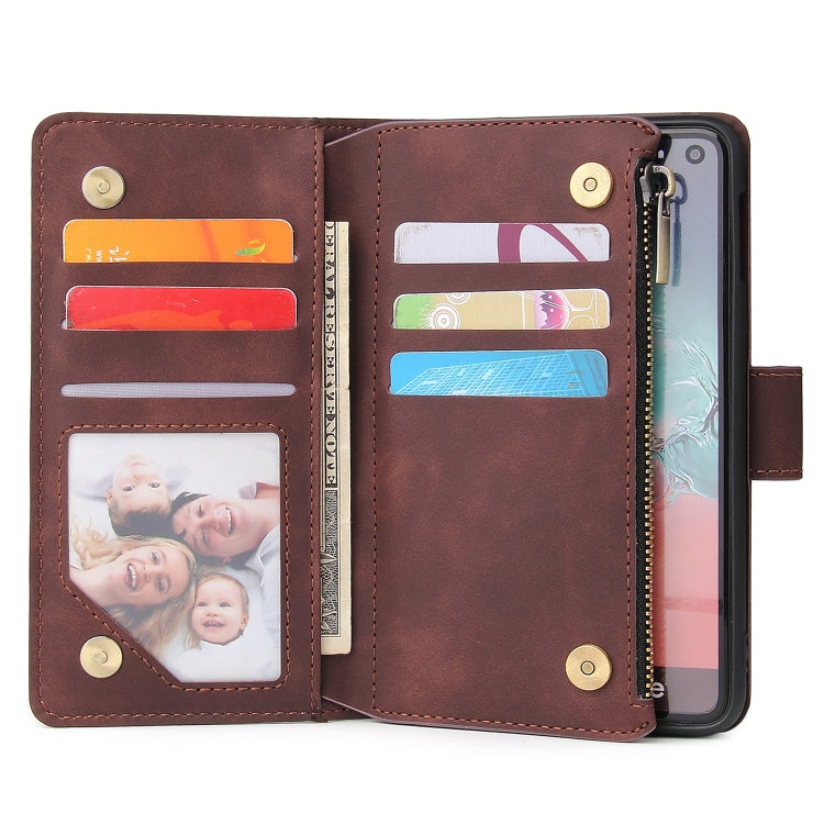 For Galaxy S10e Multifunctional Retro Frosted Horizontal Flip Leather Case with Card Slot & Holder & Zipper Wallet & Photo Frame & Lanyard