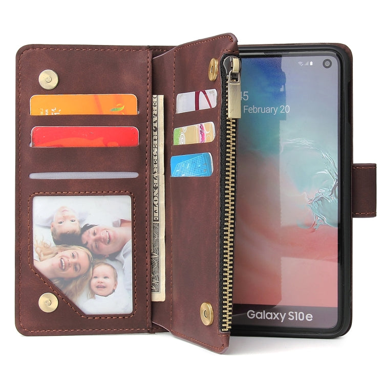 For Galaxy S10e Multifunctional Retro Frosted Horizontal Flip Leather Case with Card Slot & Holder & Zipper Wallet & Photo Frame & Lanyard