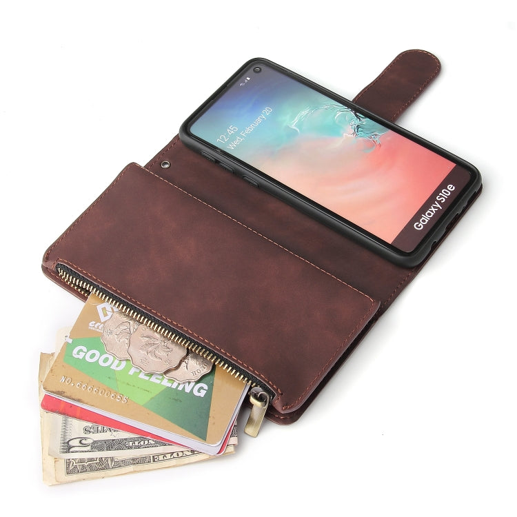 For Galaxy S10e Multifunctional Retro Frosted Horizontal Flip Leather Case with Card Slot & Holder & Zipper Wallet & Photo Frame & Lanyard