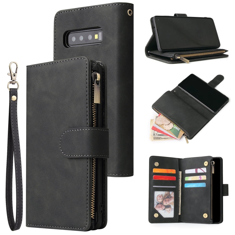 For Galaxy S10+ Multifunctional Retro Frosted Horizontal Flip Leather Case with Card Slot & Holder & Zipper Wallet & Photo Frame & Lanyard
