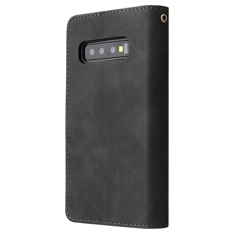 For Galaxy S10+ Multifunctional Retro Frosted Horizontal Flip Leather Case with Card Slot & Holder & Zipper Wallet & Photo Frame & Lanyard