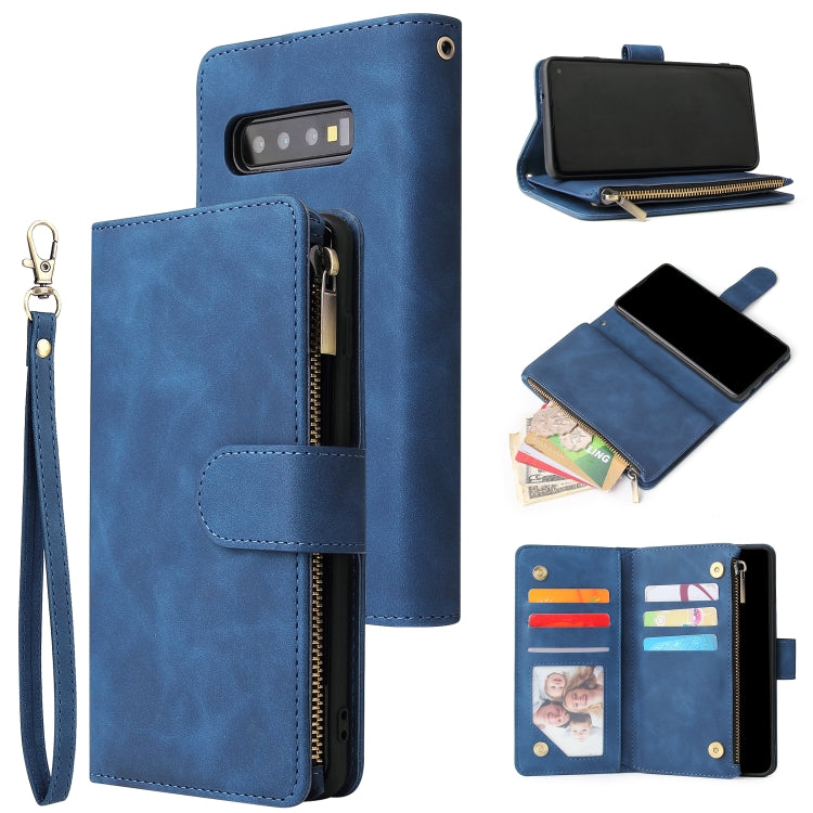 For Galaxy S10+ Multifunctional Retro Frosted Horizontal Flip Leather Case with Card Slot & Holder & Zipper Wallet & Photo Frame & Lanyard