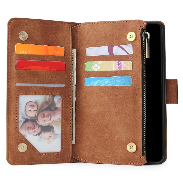 For Galaxy S10+ Multifunctional Retro Frosted Horizontal Flip Leather Case with Card Slot & Holder & Zipper Wallet & Photo Frame & Lanyard