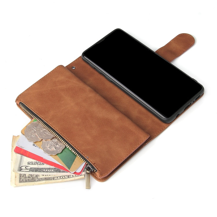 For Galaxy S10+ Multifunctional Retro Frosted Horizontal Flip Leather Case with Card Slot & Holder & Zipper Wallet & Photo Frame & Lanyard