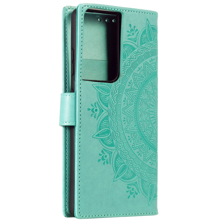 For Samsung Galaxy S21 Ultra 5G Totem Flower Embossed Horizontal Flip TPU + PU Leather Case with Holder & Card Slots & Wallet