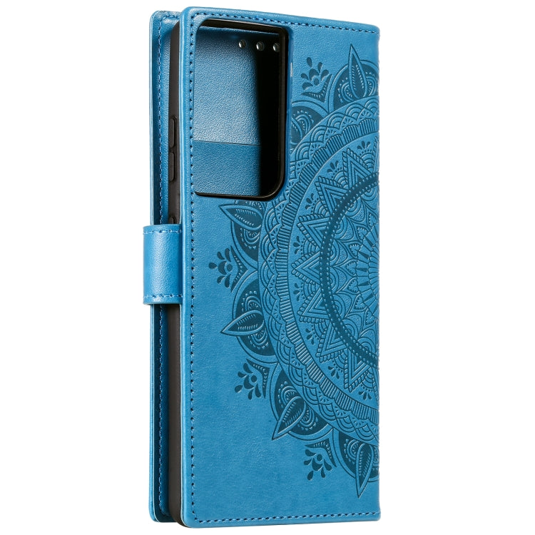 For Samsung Galaxy S21 Ultra 5G Totem Flower Embossed Horizontal Flip TPU + PU Leather Case with Holder & Card Slots & Wallet