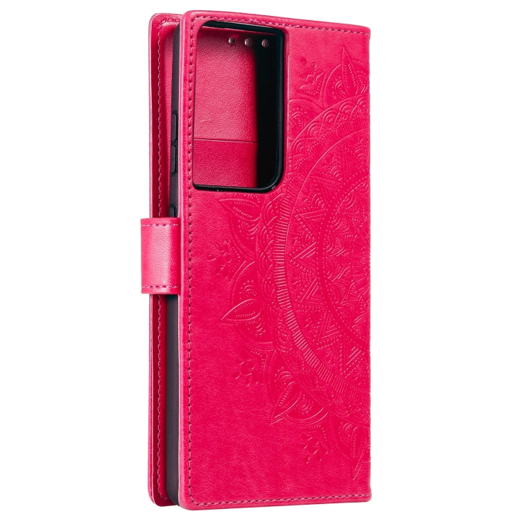 For Samsung Galaxy S21 Ultra 5G Totem Flower Embossed Horizontal Flip TPU + PU Leather Case with Holder & Card Slots & Wallet