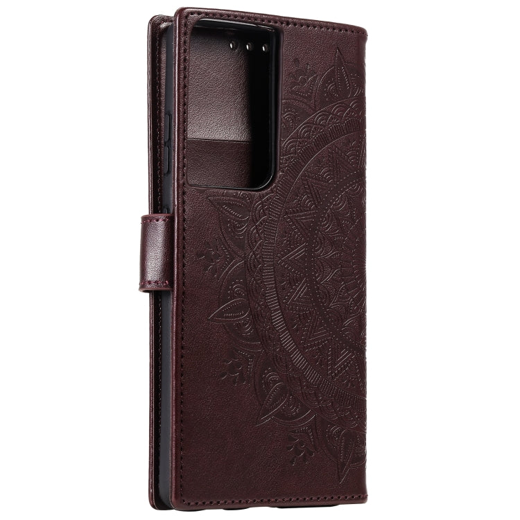 For Samsung Galaxy S21 Ultra 5G Totem Flower Embossed Horizontal Flip TPU + PU Leather Case with Holder & Card Slots & Wallet