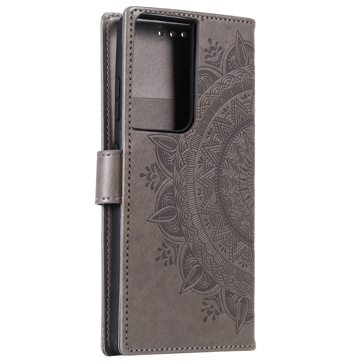For Samsung Galaxy S21 Ultra 5G Totem Flower Embossed Horizontal Flip TPU + PU Leather Case with Holder & Card Slots & Wallet