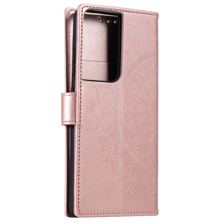 For Samsung Galaxy S21 Ultra 5G Totem Flower Embossed Horizontal Flip TPU + PU Leather Case with Holder & Card Slots & Wallet