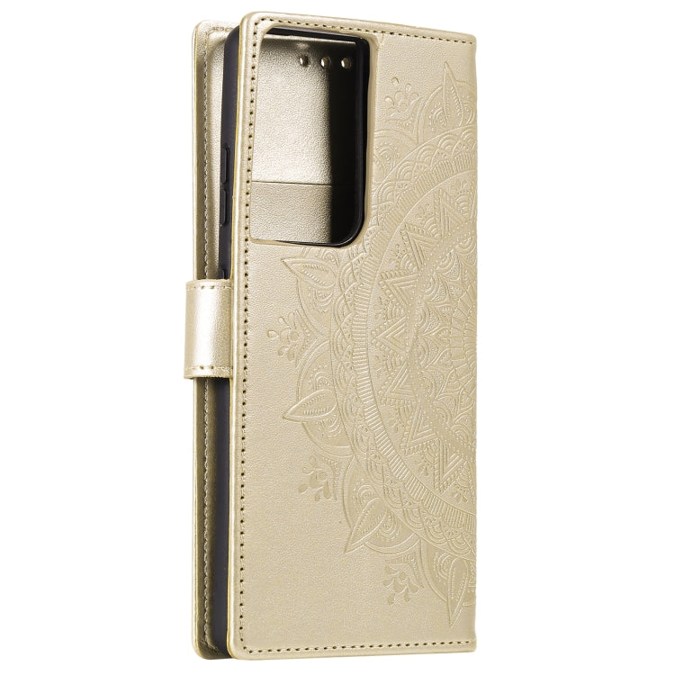 For Samsung Galaxy S21 Ultra 5G Totem Flower Embossed Horizontal Flip TPU + PU Leather Case with Holder & Card Slots & Wallet