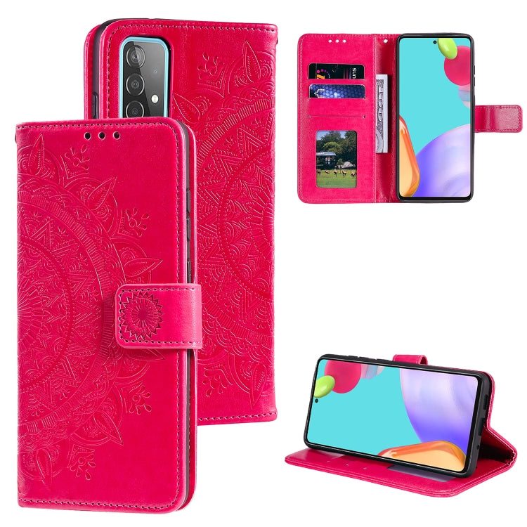 For Samsung Galaxy A52 5G / 4G Totem Flower Embossed Horizontal Flip TPU + PU Leather Case with Holder & Card Slots & Wallet