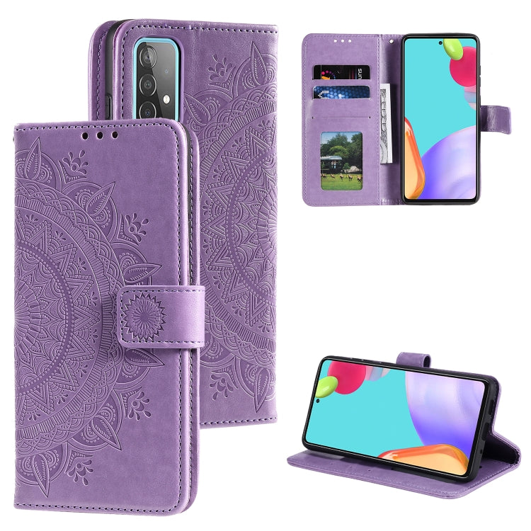 For Samsung Galaxy A52 5G / 4G Totem Flower Embossed Horizontal Flip TPU + PU Leather Case with Holder & Card Slots & Wallet