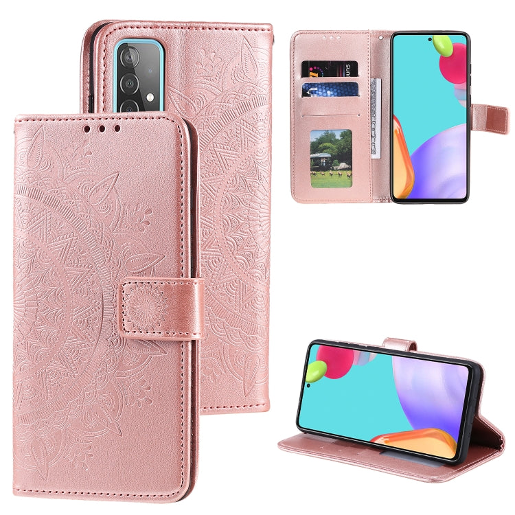 For Samsung Galaxy A52 5G / 4G Totem Flower Embossed Horizontal Flip TPU + PU Leather Case with Holder & Card Slots & Wallet
