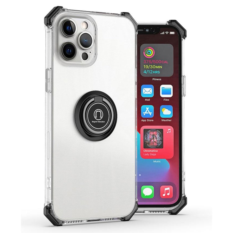 For iPhone 12 Hyun Shadow High-transparent Anti-fall TPU Protective Case with Ring Bracket