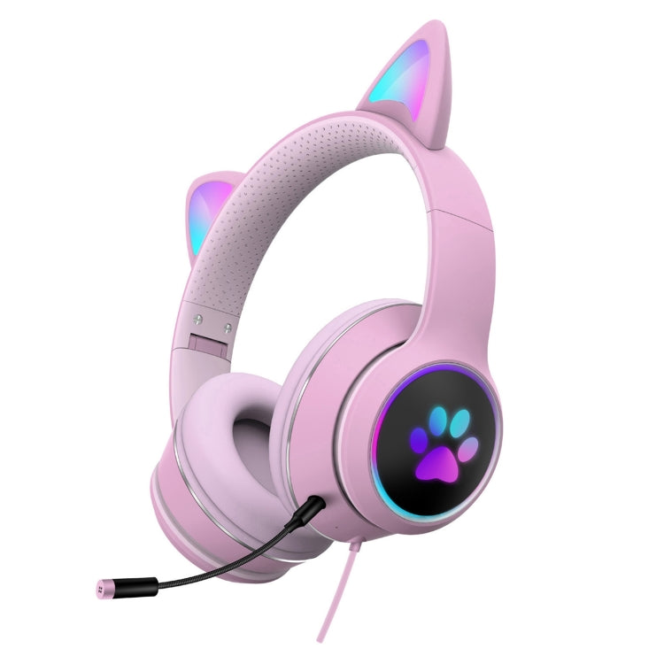 AKZ-022 USB + 3.5mm Port Cat Ear Design Foldable LED Headset with Mic