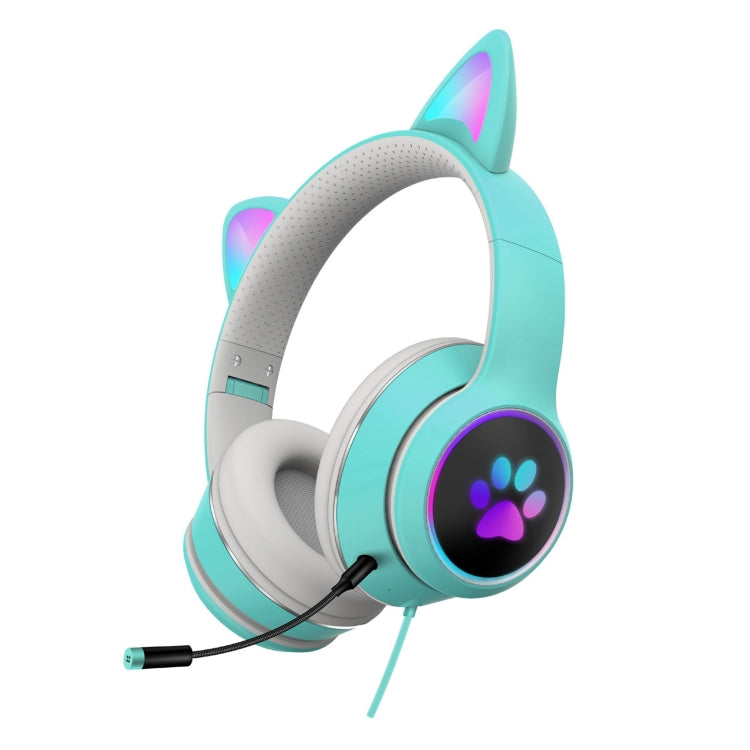 AKZ-022 USB + 3.5mm Port Cat Ear Design Foldable LED Headset with Mic