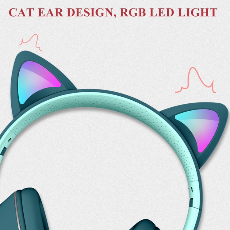 AKZ-022 USB + 3.5mm Port Cat Ear Design Foldable LED Headset with Mic