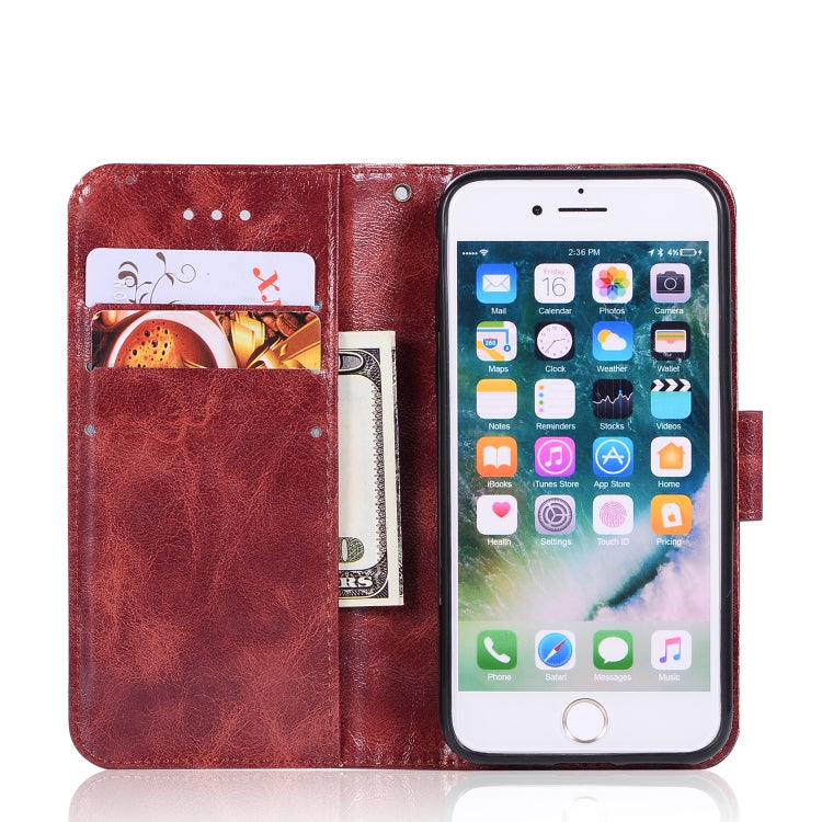 For iPhone 6 / 6s Retro Copper Buckle Crazy Horse Horizontal Flip PU Leather Case with Holder & Card Slots & Wallet & Lanyard
