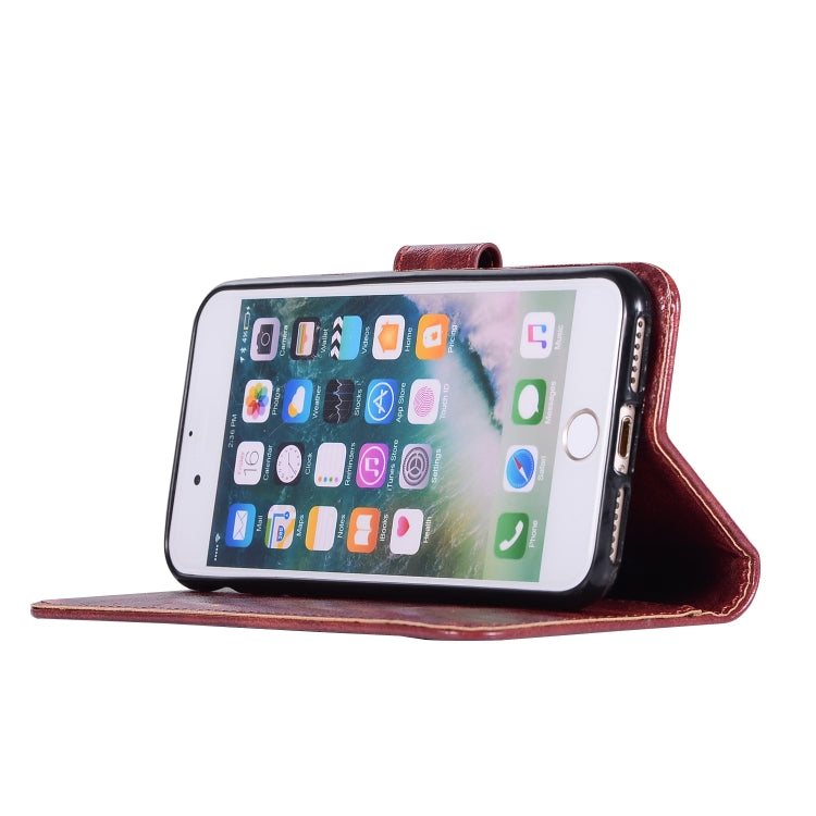 For iPhone 6 Plus / 6s Plus Retro Copper Buckle Crazy Horse Horizontal Flip PU Leather Case with Holder & Card Slots & Wallet & Lanyard