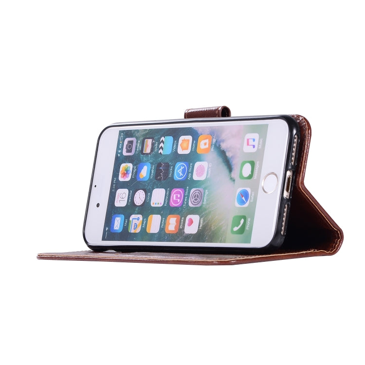 For iPhone 6 Plus / 6s Plus Retro Copper Buckle Crazy Horse Horizontal Flip PU Leather Case with Holder & Card Slots & Wallet & Lanyard