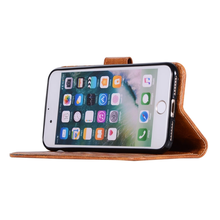 For iPhone 6 Plus / 6s Plus Retro Copper Buckle Crazy Horse Horizontal Flip PU Leather Case with Holder & Card Slots & Wallet & Lanyard
