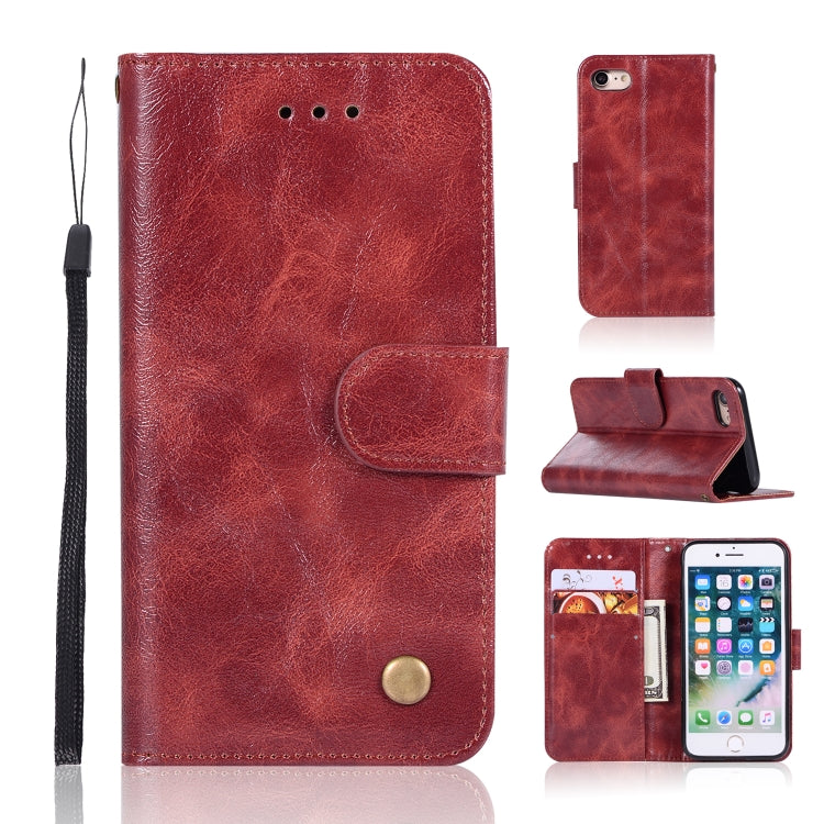 For iPhone 7 / 8 Retro Copper Buckle Crazy Horse Horizontal Flip PU Leather Case with Holder & Card Slots & Wallet & Lanyard