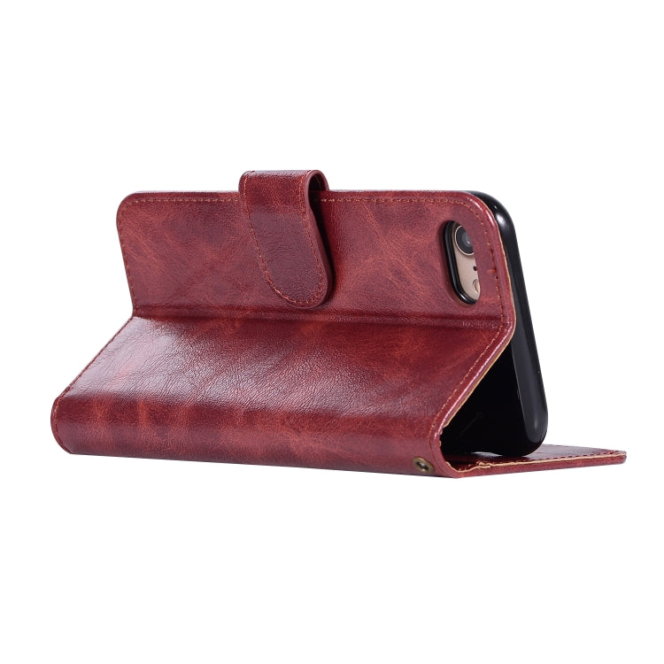 For iPhone 7 / 8 Retro Copper Buckle Crazy Horse Horizontal Flip PU Leather Case with Holder & Card Slots & Wallet & Lanyard