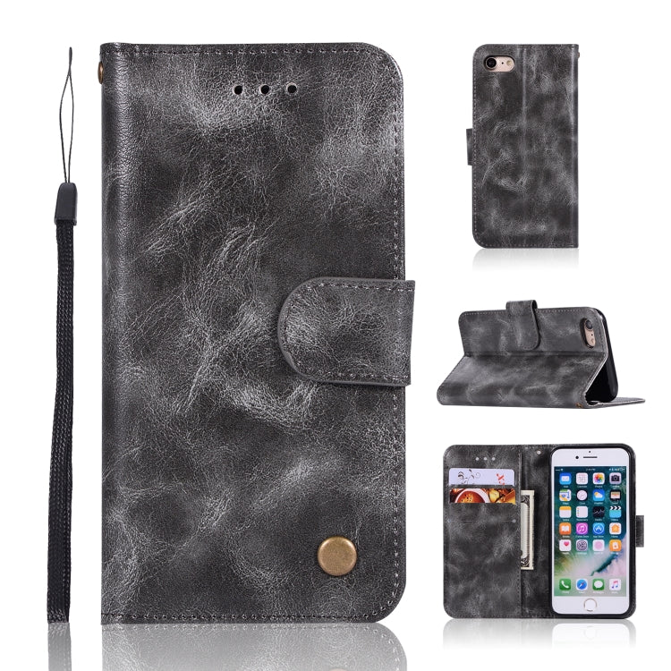 For iPhone 7 / 8 Retro Copper Buckle Crazy Horse Horizontal Flip PU Leather Case with Holder & Card Slots & Wallet & Lanyard