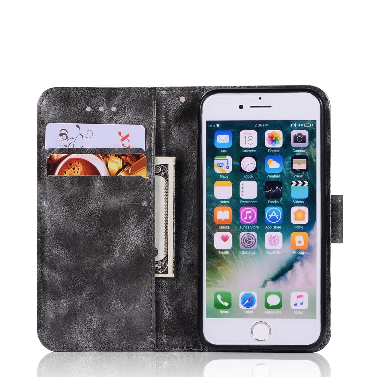 For iPhone 7 / 8 Retro Copper Buckle Crazy Horse Horizontal Flip PU Leather Case with Holder & Card Slots & Wallet & Lanyard