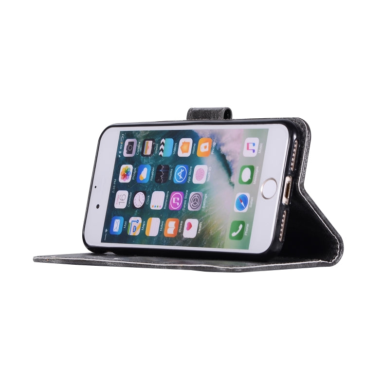For iPhone 7 / 8 Retro Copper Buckle Crazy Horse Horizontal Flip PU Leather Case with Holder & Card Slots & Wallet & Lanyard