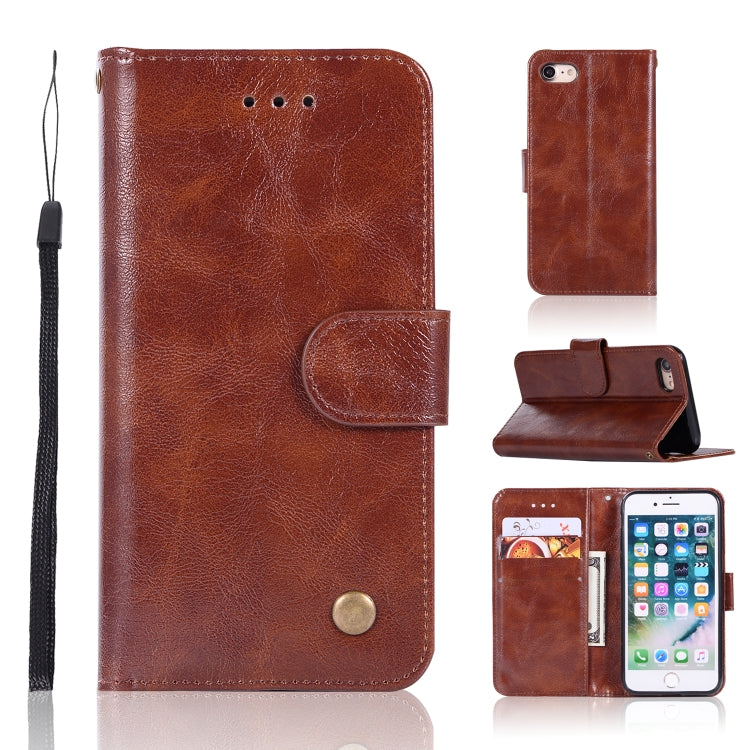 For iPhone 7 / 8 Retro Copper Buckle Crazy Horse Horizontal Flip PU Leather Case with Holder & Card Slots & Wallet & Lanyard