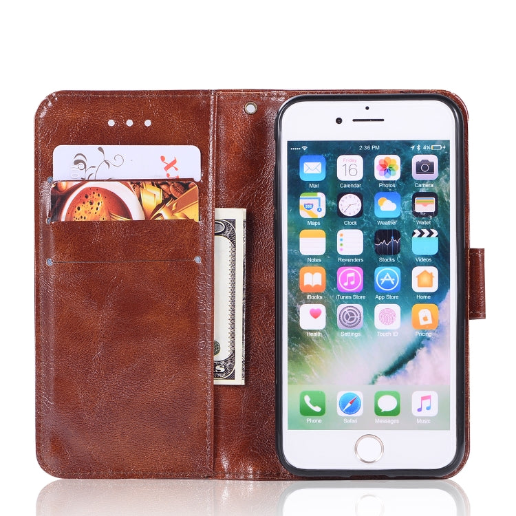 For iPhone 7 / 8 Retro Copper Buckle Crazy Horse Horizontal Flip PU Leather Case with Holder & Card Slots & Wallet & Lanyard