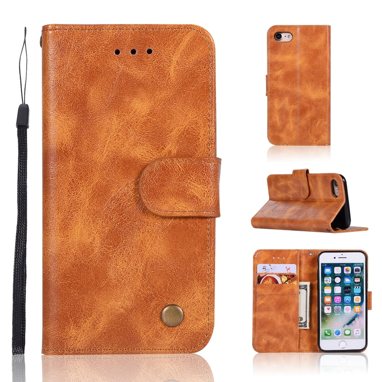 For iPhone 7 / 8 Retro Copper Buckle Crazy Horse Horizontal Flip PU Leather Case with Holder & Card Slots & Wallet & Lanyard