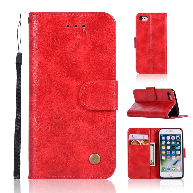 For iPhone 7 / 8 Retro Copper Buckle Crazy Horse Horizontal Flip PU Leather Case with Holder & Card Slots & Wallet & Lanyard