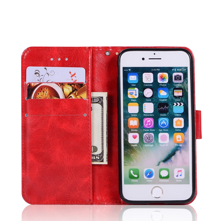 For iPhone 7 / 8 Retro Copper Buckle Crazy Horse Horizontal Flip PU Leather Case with Holder & Card Slots & Wallet & Lanyard