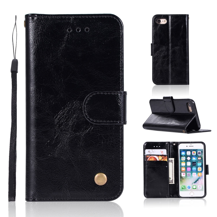 For iPhone 7 / 8 Retro Copper Buckle Crazy Horse Horizontal Flip PU Leather Case with Holder & Card Slots & Wallet & Lanyard