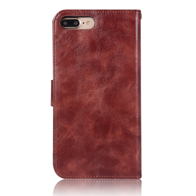 For iPhone 7 Plus / 8 Plus Retro Copper Buckle Crazy Horse Horizontal Flip PU Leather Case with Holder & Card Slots & Wallet & Lanyard