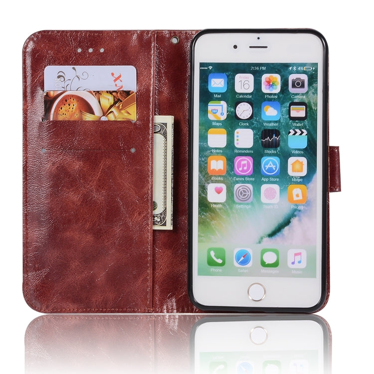 For iPhone 7 Plus / 8 Plus Retro Copper Buckle Crazy Horse Horizontal Flip PU Leather Case with Holder & Card Slots & Wallet & Lanyard