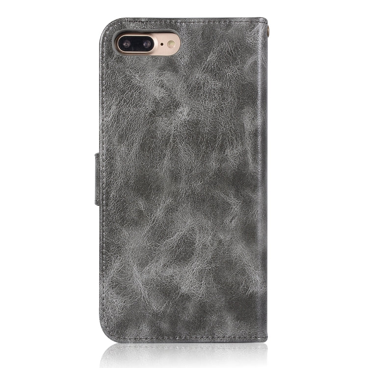 For iPhone 7 Plus / 8 Plus Retro Copper Buckle Crazy Horse Horizontal Flip PU Leather Case with Holder & Card Slots & Wallet & Lanyard