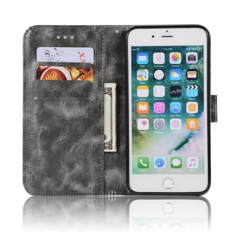 For iPhone 7 Plus / 8 Plus Retro Copper Buckle Crazy Horse Horizontal Flip PU Leather Case with Holder & Card Slots & Wallet & Lanyard