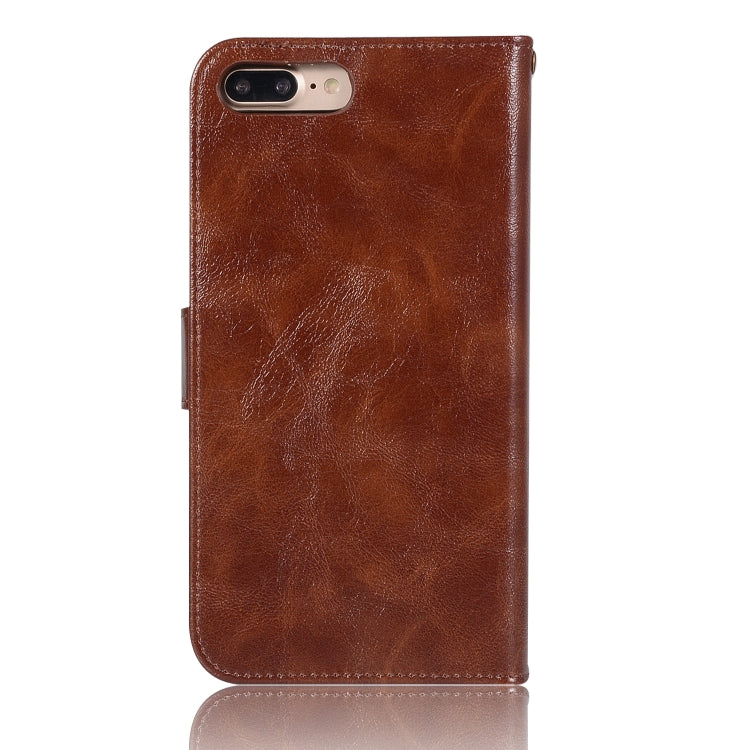 For iPhone 7 Plus / 8 Plus Retro Copper Buckle Crazy Horse Horizontal Flip PU Leather Case with Holder & Card Slots & Wallet & Lanyard