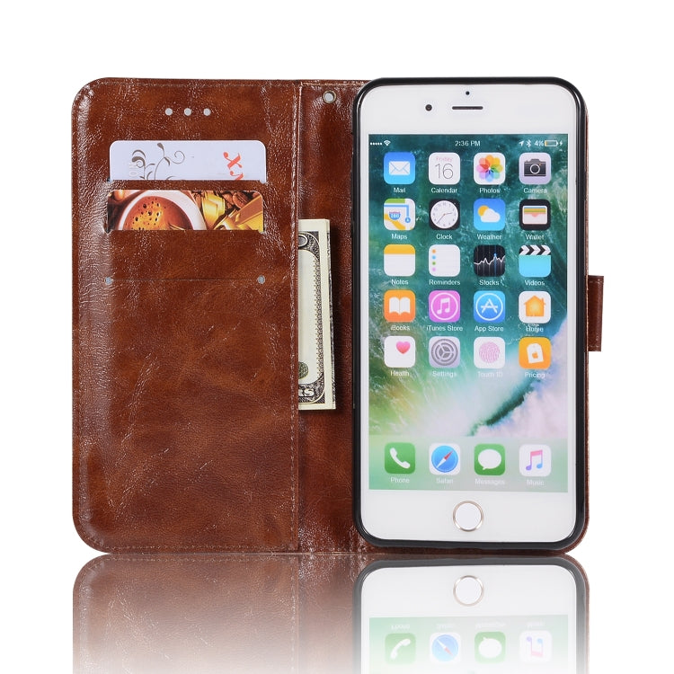 For iPhone 7 Plus / 8 Plus Retro Copper Buckle Crazy Horse Horizontal Flip PU Leather Case with Holder & Card Slots & Wallet & Lanyard