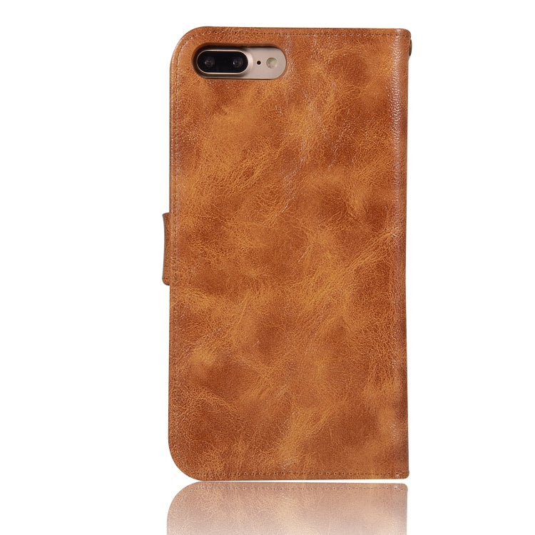 For iPhone 7 Plus / 8 Plus Retro Copper Buckle Crazy Horse Horizontal Flip PU Leather Case with Holder & Card Slots & Wallet & Lanyard