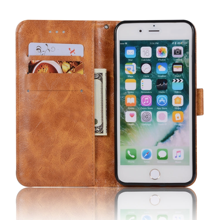 For iPhone 7 Plus / 8 Plus Retro Copper Buckle Crazy Horse Horizontal Flip PU Leather Case with Holder & Card Slots & Wallet & Lanyard