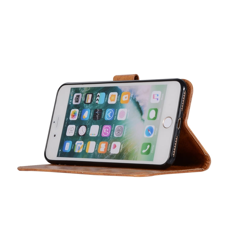 For iPhone 7 Plus / 8 Plus Retro Copper Buckle Crazy Horse Horizontal Flip PU Leather Case with Holder & Card Slots & Wallet & Lanyard