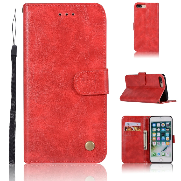 For iPhone 7 Plus / 8 Plus Retro Copper Buckle Crazy Horse Horizontal Flip PU Leather Case with Holder & Card Slots & Wallet & Lanyard
